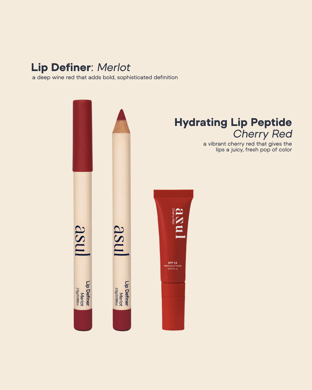 Asul Celeste Lip Duo | Lip Liner + Hydrating Lip Peptide - ASUL Lip Care