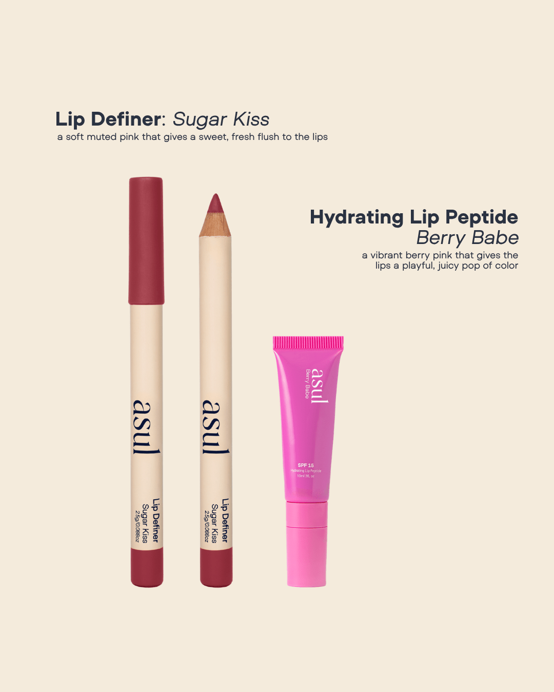 Asul Celeste Lip Duo | Lip Liner + Hydrating Lip Peptide - ASUL Lip Care